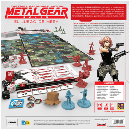 Contenido completo del juego de mesa Metal Gear Solid con miniaturas y reglas
