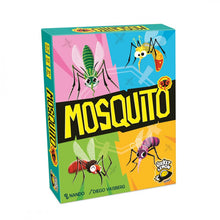 Caja del juego de cartas Mosquito con diseño multicolor vibrante