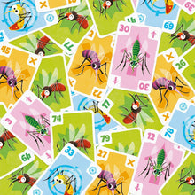 Cartas ilustradas del juego de mesa Mosquito con mosquitos estilizados