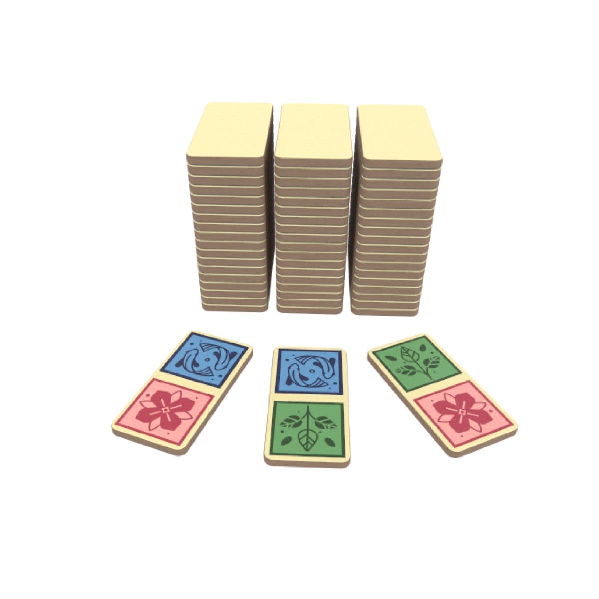 Pack de 81 piezas de dominó de madera premium para Gazebo con ilustraciones florales