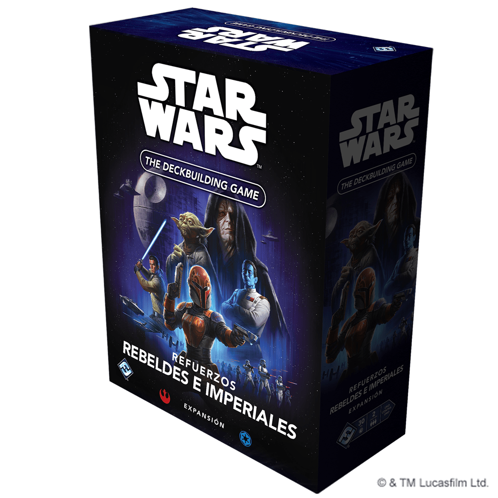 Caja expansión Star Wars The Deckbuilding Game Refuerzos Rebeldes e Imperiales con personajes Yoda y Vader
