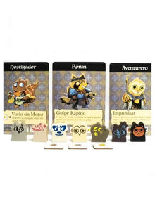 Figuras de madera Root Vagabundo Hostigador Ronin Aventurero con cartas de juego
