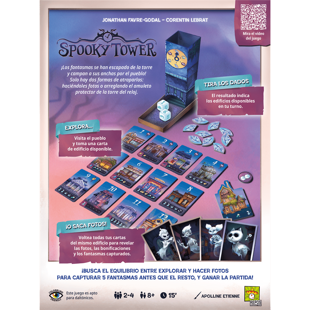 Mecánica de juego Spooky Tower exploración y fotos para daltónicos