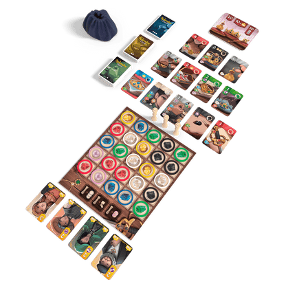 Juego completo Splendor Duel caja, tablero, cartas y fichas sobre fondo blanco