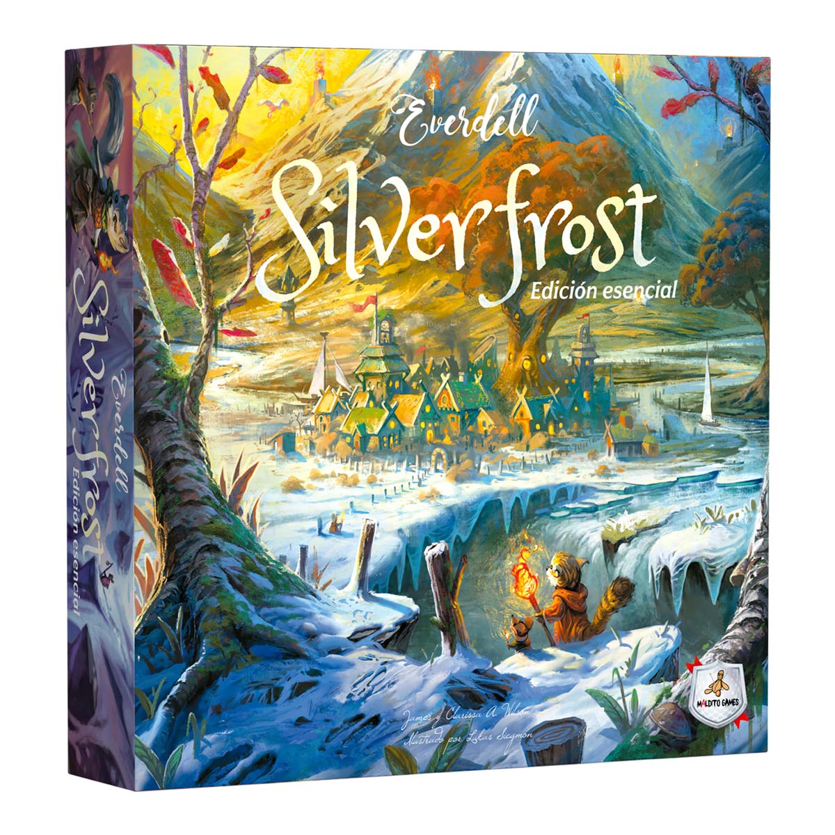 Caja juego Everdell: Silverfrost Edición esencial paisaje invernal