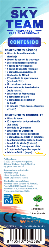 Sky Team juego de mesa cooperativo para 2 jugadores, vista trasera con contenido y detalles Asmodee