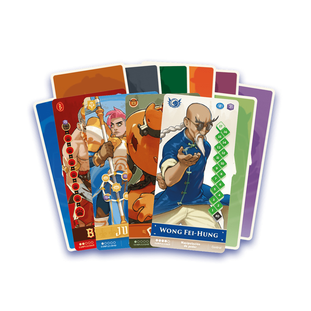 Cartas del juego de mesa Tag Team mostrando personaje Wong Fei-Hung