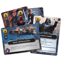 Cartas del juego de construcción de mazos Star Wars Luke Skywalker y Darth Vader