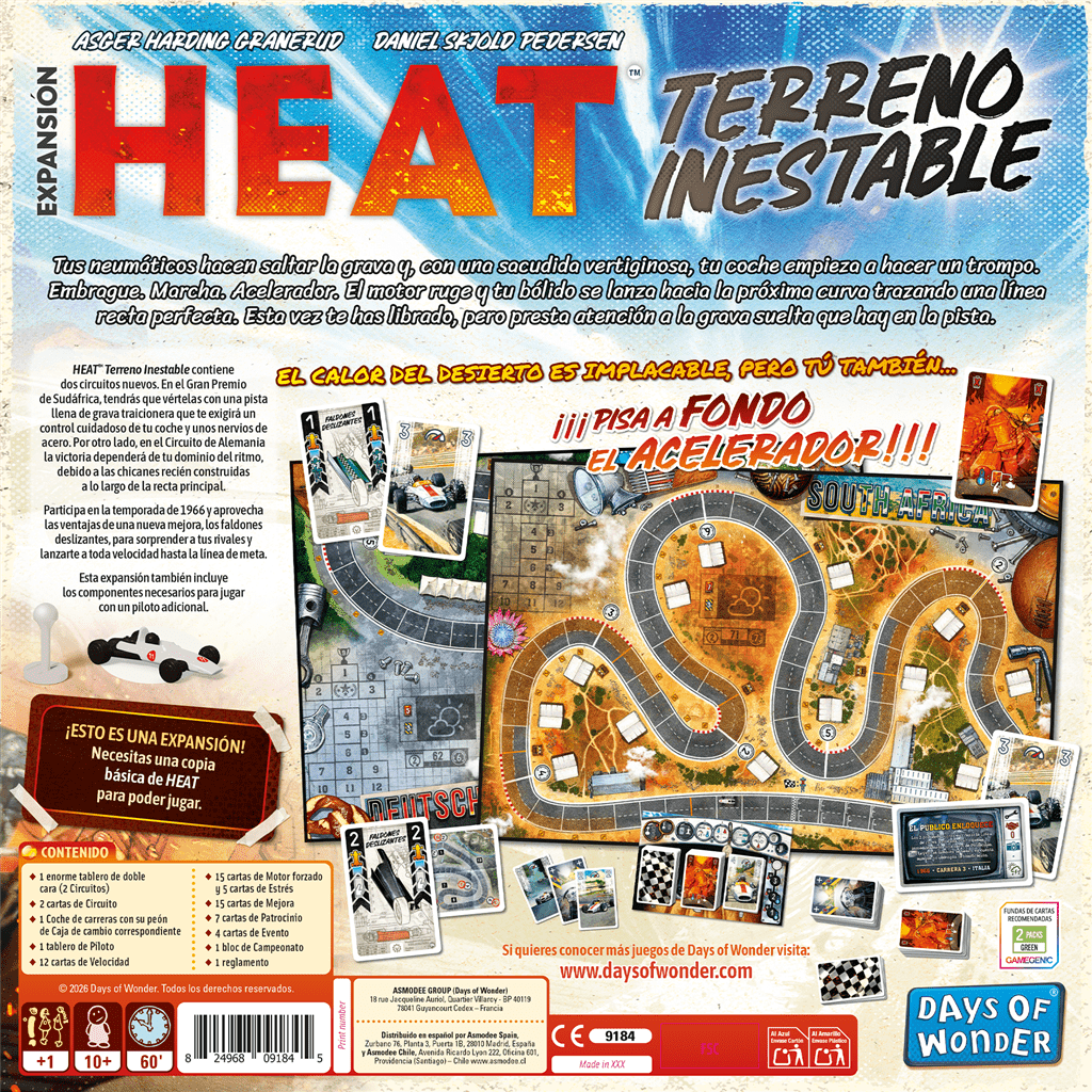 Dorso caja expansión Heat Terreno Inestable lista contenido tablero doble cara y cartas