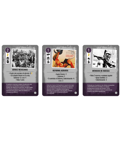 Cartas Armas Mexicanas Reforma Agraria Ofensiva Huesca juego de mesa Revolución
