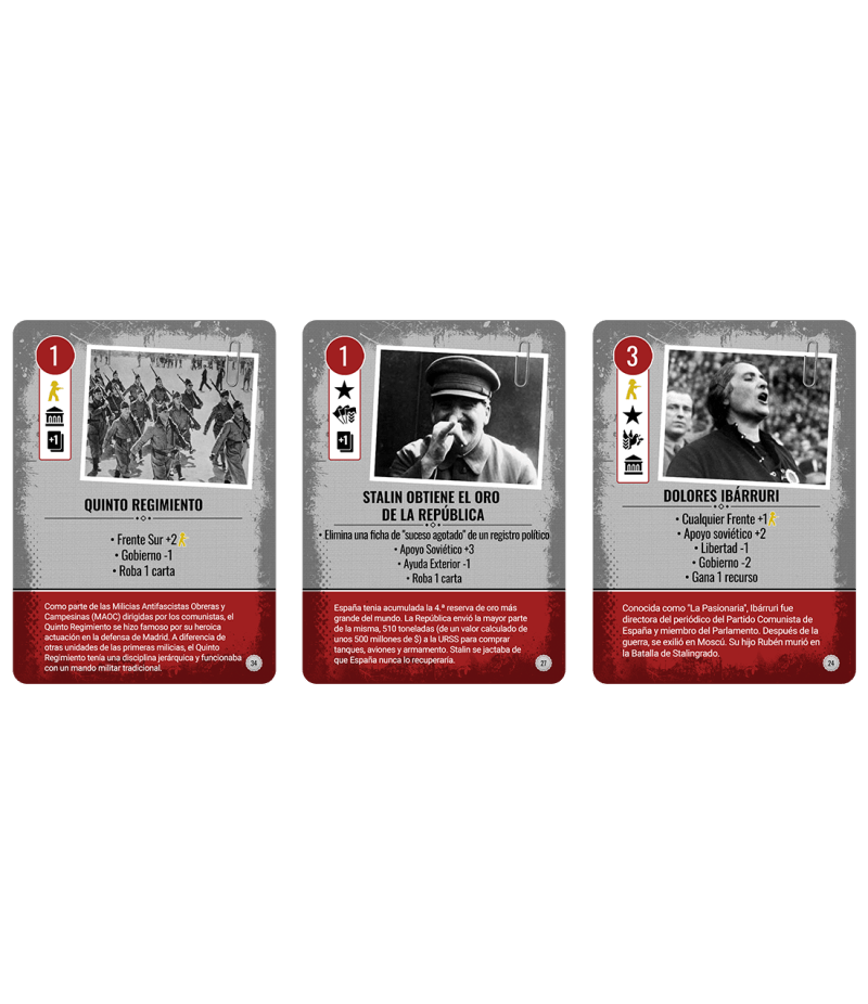 Cartas de juego Revolución y Guerra Civil Española con Stalin y Dolores Ibárruri
