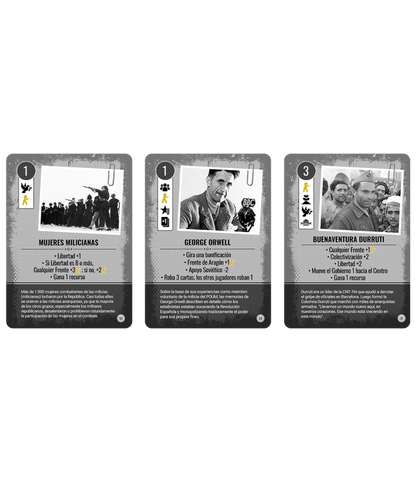 Cartas juego Mujeres Milicianas George Orwell Buenaventura Durruti historia española
