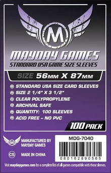 Etiqueta trasera de 100 fundas Mayday Games Standard USA para cartas de juegos de mesa, polipropileno transparente sin PVC