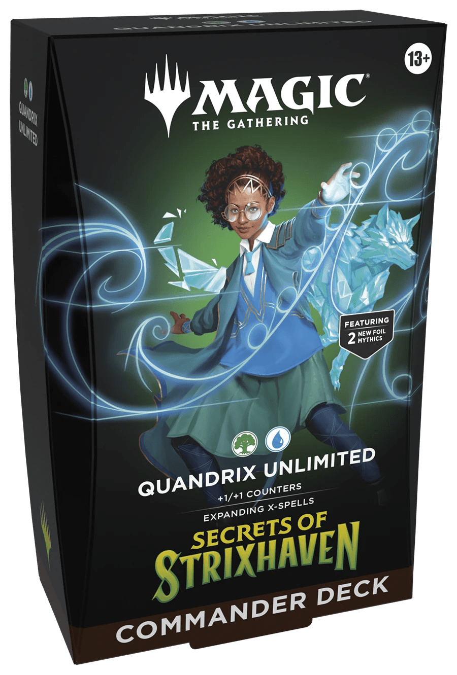 Mazo Commander Quandrix Unlimited de Magic The Gathering, edición Secrets of Strixhaven con Zimone y cartas foil