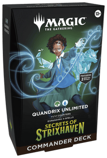 Mazo Commander Quandrix Unlimited de Magic The Gathering, edición Secrets of Strixhaven con Zimone y cartas foil