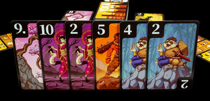 Cartas del juego de mesa Yokai Pagoda Edición Dragón con ilustraciones de yokai y números