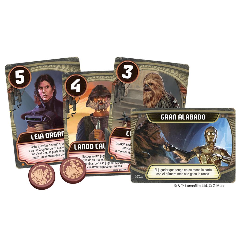 Cartas de Star Wars El Palacio de Jabba con Leia, Lando y Chewbacca